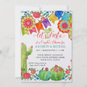 Fiesta Margarita Floral Cactus Art Couples Dusche Einladung (Vorderseite)