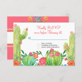 Fiesta Margarita Floral Cactus Wedding RSVP Einladung