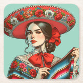 Fiesta Mariachi Party Rechteckiger Pappuntersetzer (Vorderseite)