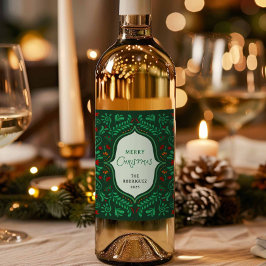 Fiesta Merry Chritsmas Favor Gift Wine Weinetikett