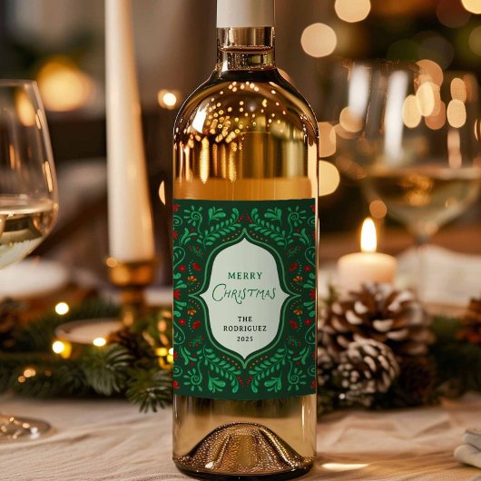 Fiesta Merry Chritsmas Favor Gift Wine Weinetikett
