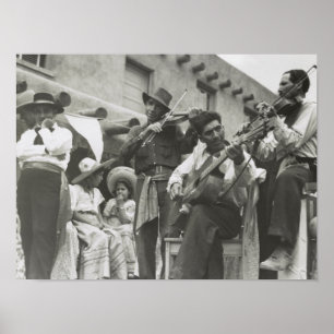Fiesta Mexican American Musicians Taos NM Poster