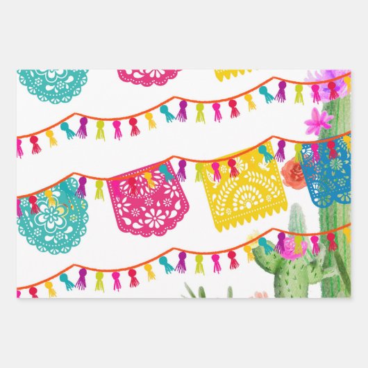 Fiesta Mexican Banner Cactus Wrapping Paper Sheets Geschenkpapier Set (Vorderseite 3)