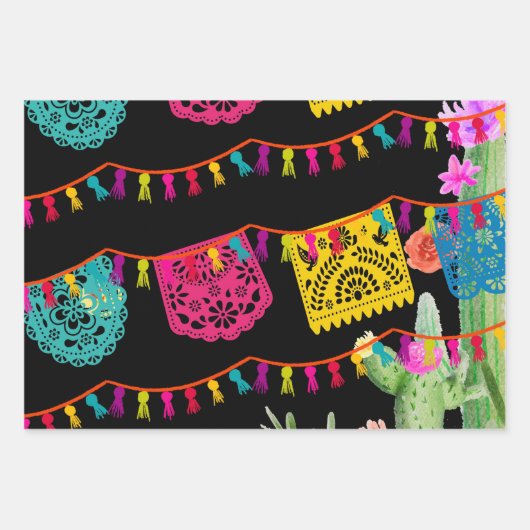 Fiesta Mexican Banner Cactus Wrapping Paper Sheets Geschenkpapier Set (Vorderseite)