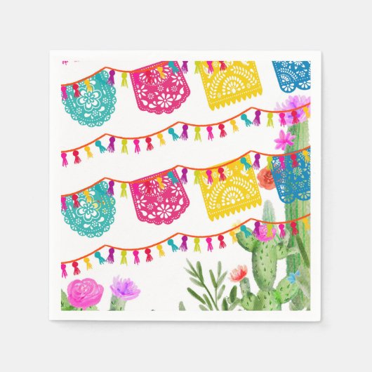 Fiesta Mexican Banners Floral Cactus Napkins Serviette (Vorderseite)