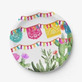 Fiesta Mexican Banners Floral Cactus Paper Plate Pappteller