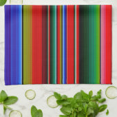 Fiesta Mexican Blanket Serape Streifen Blue Geschirrtuch (Gefaltet)