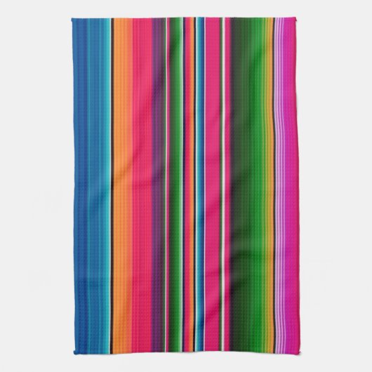 Fiesta Mexican Blanket Serape Streifen Blue Geschirrtuch (Vertikal)