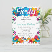 Fiesta Mexican Blume Babydusche Einladung (Stehend Vorderseite)