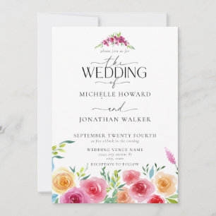 Fiesta Mexican Blume Elegantes Script QR Wedding Einladung