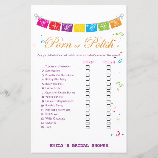 Fiesta Mexican Brautparty Game PRINTED (Vorderseite)