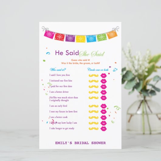 Fiesta Mexican Brautparty Game PRINTED (Stehend Vorderseite)