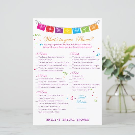 Fiesta Mexican Brautparty Game PRINTED (Stehend Vorderseite)