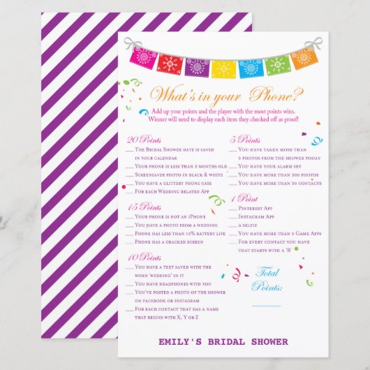 Fiesta Mexican Brautparty Game PRINTED (Vorne/Hinten)