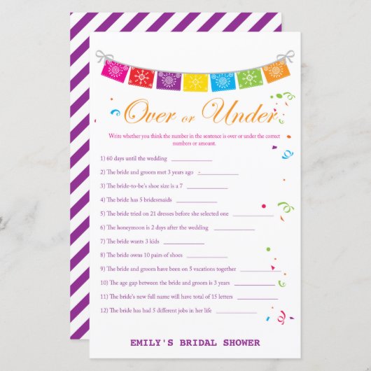 Fiesta Mexican Brautparty Game PRINTED (Vorne/Hinten)