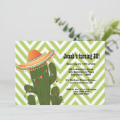 Fiesta Mexican Cactus Sombrero Party Einladung (Stehend Vorderseite)