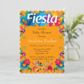Fiesta Mexican Colorful Blume Baby Dusche Einladung (Stehend Vorderseite)