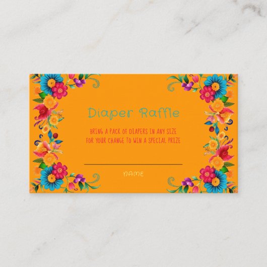 Fiesta Mexican Colorful Diaper Raffle Visitenkarte (Vorderseite)