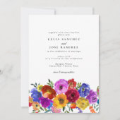 Fiesta Mexican Colorful Floral Wedding Einladung (Vorderseite)