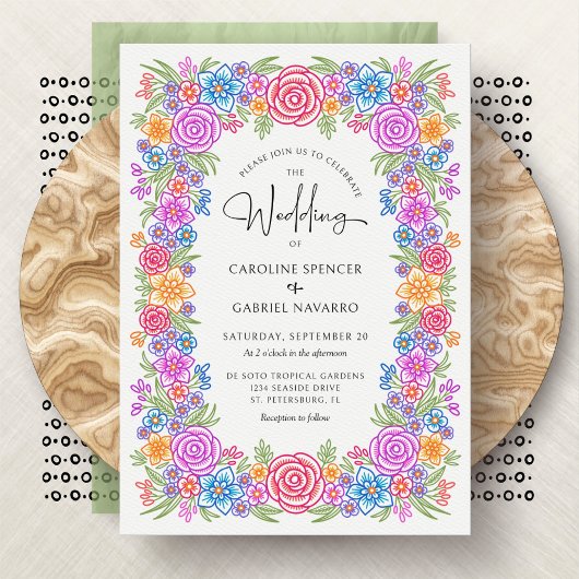 Fiesta Mexican Colorful Floral Wedding Einladung