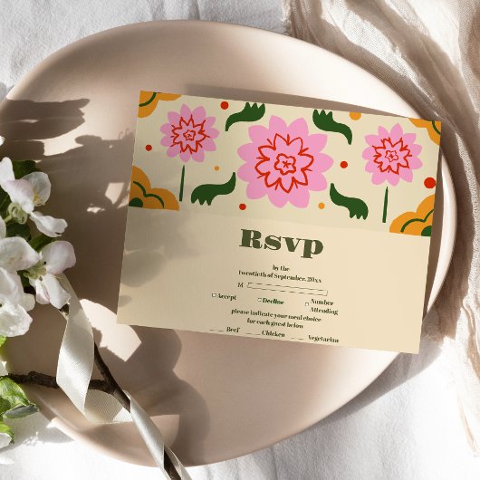 Fiesta Mexican Colorful Floral Wedding RSVP Karte