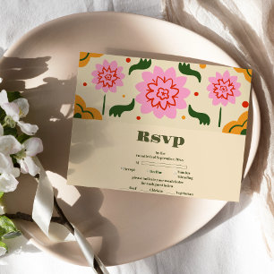 Fiesta Mexican Colorful Floral Wedding RSVP Karte