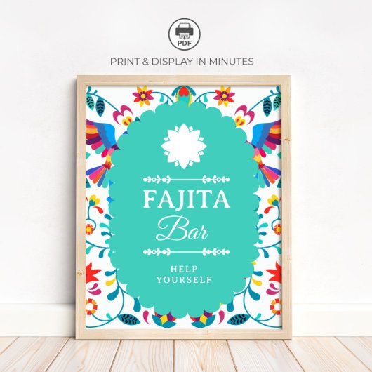 Fiesta Mexican Fajita Bar Bridal Shower Sign Poster