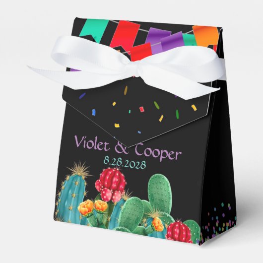 Fiesta Mexican Floral Cactus Wedding Geschenkschachtel (Vorderseite)