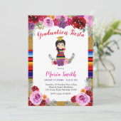 Fiesta Mexican Floral Girl Abschluss Einladung (Stehend Vorderseite)