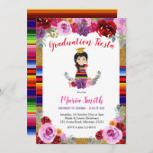 Fiesta Mexican Floral Girl Abschluss Einladung (Vorne/Hinten)