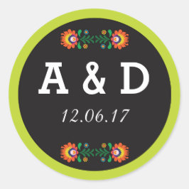 Fiesta Mexican Floral Round Stickers Label