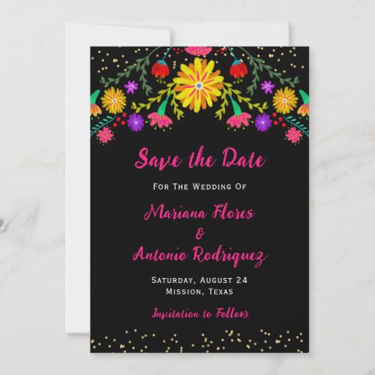 Fiesta Mexican Floral Save The Date (Vorderseite)