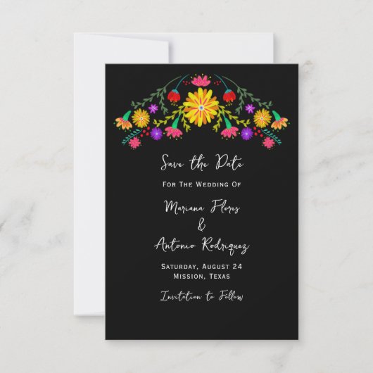Fiesta Mexican Floral Terminankündigung Save The Date (Vorderseite)