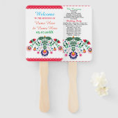 Fiesta Mexican Floral Wedding Program Hand Fan Fächer (Vorne und Hinten)