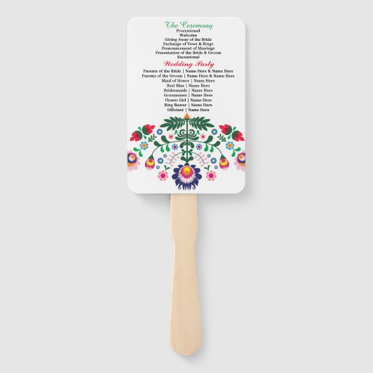 Fiesta Mexican Floral Wedding Program Hand Fan Fächer (Rückseite)