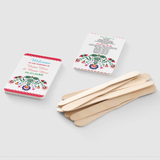 Fiesta Mexican Floral Wedding Program Hand Fan Fächer (Non-assembled)