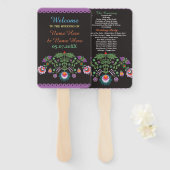 Fiesta Mexican Floral Wedding Program Hand Fan Fächer (Vorne und Hinten)