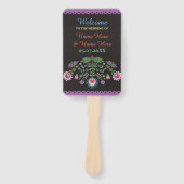 Fiesta Mexican Floral Wedding Program Hand Fan Fächer (Vorderseite)