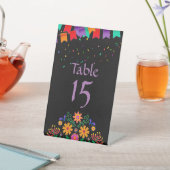 Fiesta Mexican Floral Wedding Tischnummern Sockelschild (In SItu)