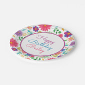 Fiesta Mexican Folk Watercolor Floral Birthday Pap Pappteller (Schrägansicht)