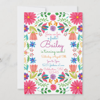 Fiesta Mexican Folk Watercolor Floral Geburtstag Einladung