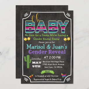 Fiesta Mexican Gender Revea Baby Shower Einladung