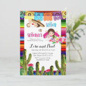 Fiesta Mexican Gender Reveal Baby Shower Einladung (Stehend Vorderseite)