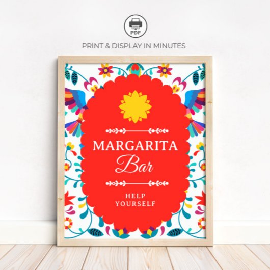 Fiesta Mexican Margarita Bar Bridal Shower Sign Poster