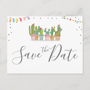 Fiesta Mexican Pastel Summer Cactus Save the Date Ankündigungspostkarte