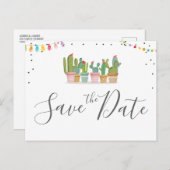 Fiesta Mexican Pastel Summer Cactus Save the Date Ankündigungspostkarte (Vorne/Hinten)