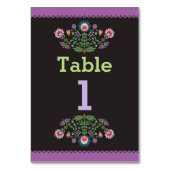 Fiesta Mexican Pattern Table Lila Number Wedding Tischnummer (Rückseite)