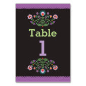 Fiesta Mexican Pattern Table Lila Number Wedding Tischnummer (Vorderseite)