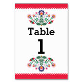 Fiesta Mexican Pattern Table Red Number Wedding Tischnummer (Rückseite)
