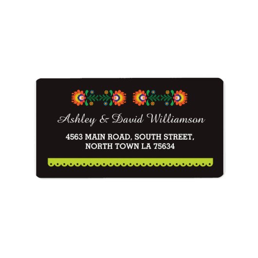Fiesta Mexican Print Wedding Label Adressaufkleber (Vorne)
